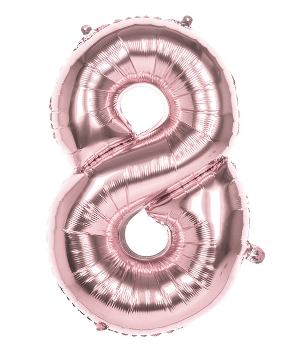 Folieballon '8' Roségoud groot