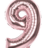 Folieballon '9' Roségoud groot