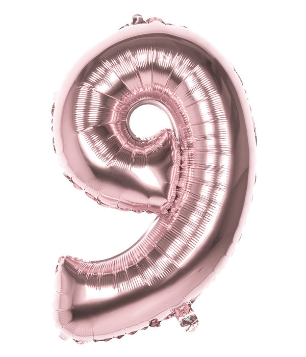 Folieballon '9' Roségoud groot