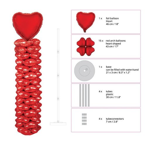 Folie ballonnenpilaar Valentijn Rood