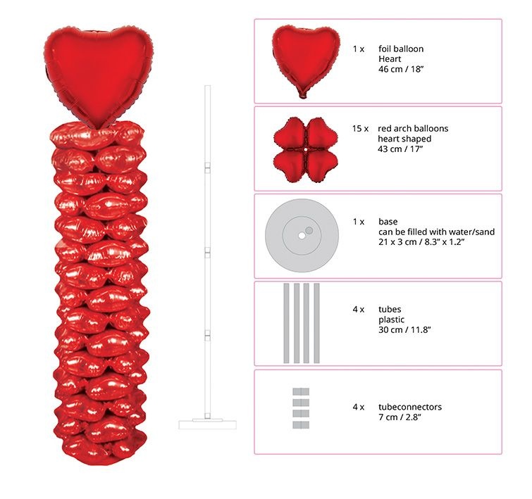 Folie ballonnenpilaar Valentijn Rood
