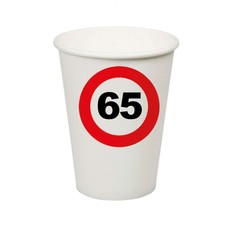 Bekers Verkeersbord 65 Jaar - 8 Stuks
