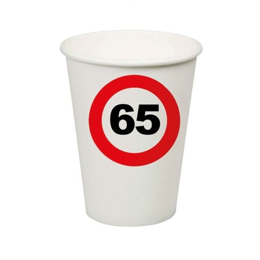 Bekers Verkeersbord 65 Jaar - 8 Stuks
