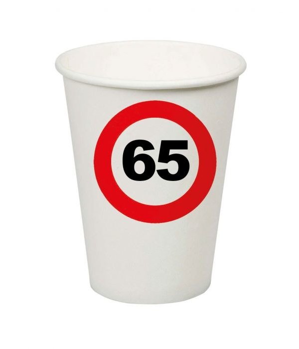 Bekers Verkeersbord 65 Jaar - 8 Stuks