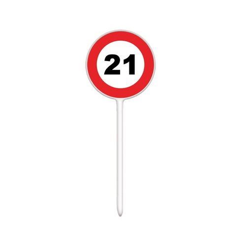 12 herbruikbare coctailprikkers verkeersbord 21 jaar