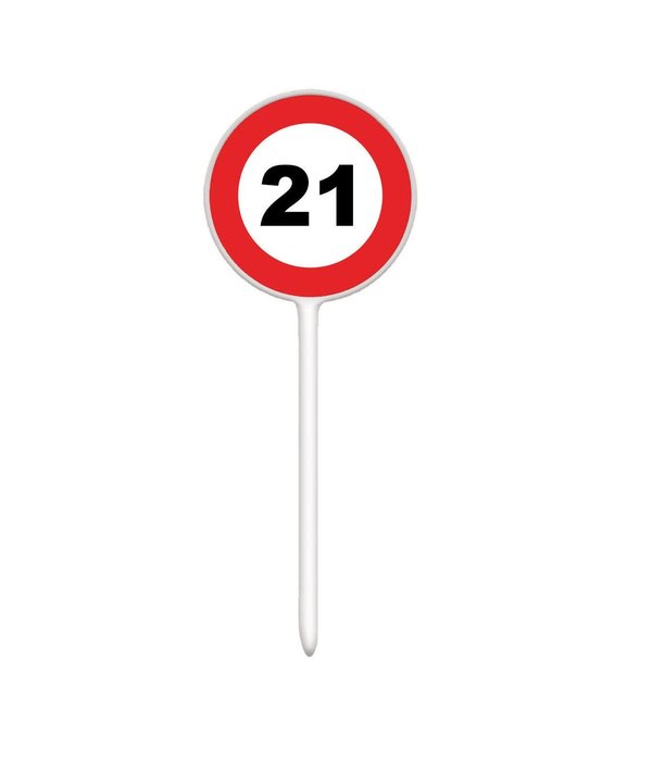 12 herbruikbare coctailprikkers verkeersbord 21 jaar