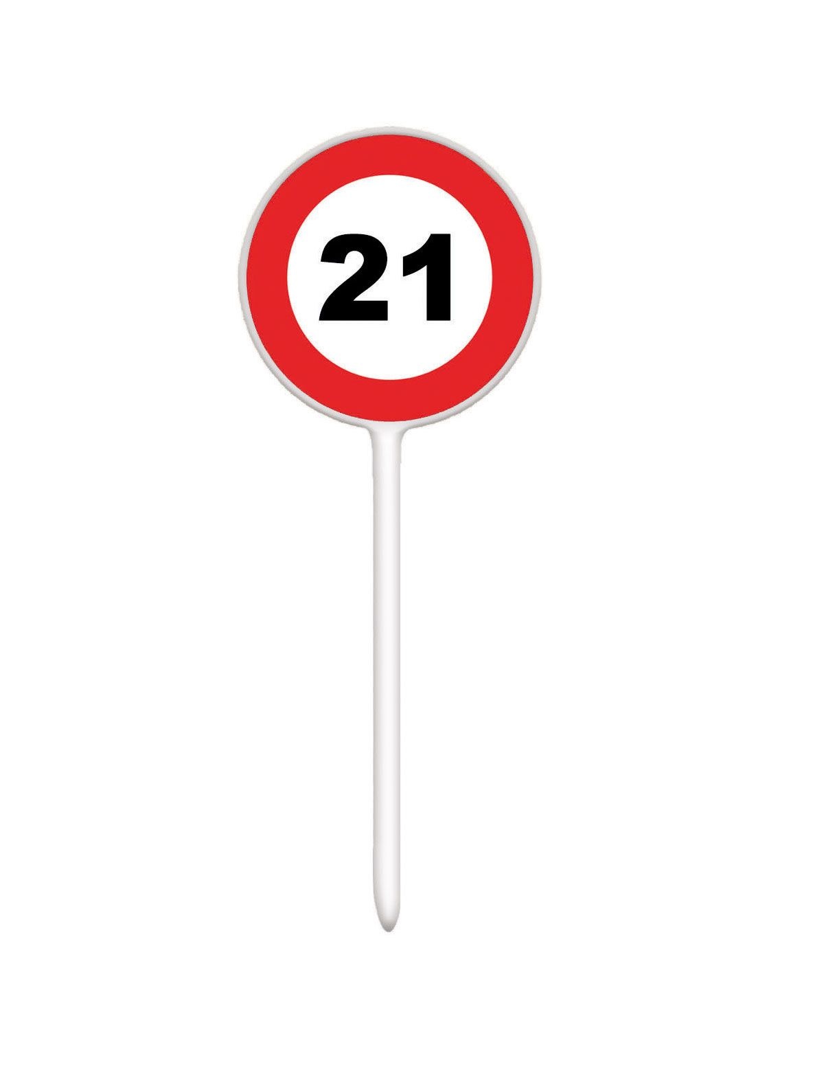 12 herbruikbare coctailprikkers verkeersbord 21 jaar afbeelding