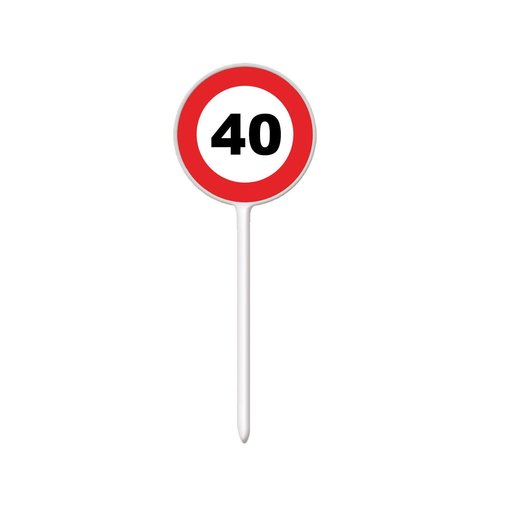 12 herbruikbare coctailprikkers verkeersbord 40 jaar