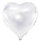 Folieballon Hart Metallic Wit - 45 cm