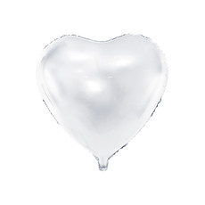 Folieballon Hart Metallic Wit - 45 cm