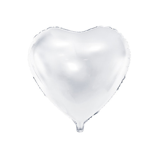 Folieballon Hart Metallic Wit - 45 cm