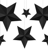 Decoratie Sterren Zwart 6 stuks