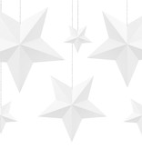 Decoratie Sterren Wit 6 stuks