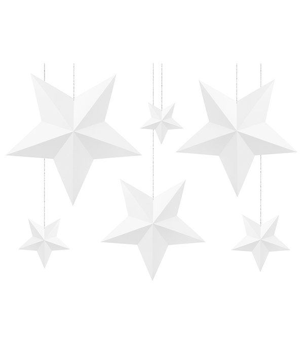 Decoratie Sterren Wit 6 stuks