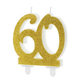 Taartkaars 60 Jaar Goud Glitter