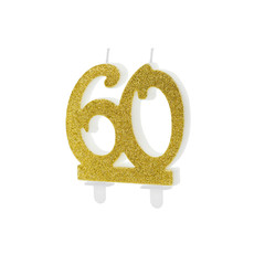 Taartkaars 60 Jaar Goud Glitter
