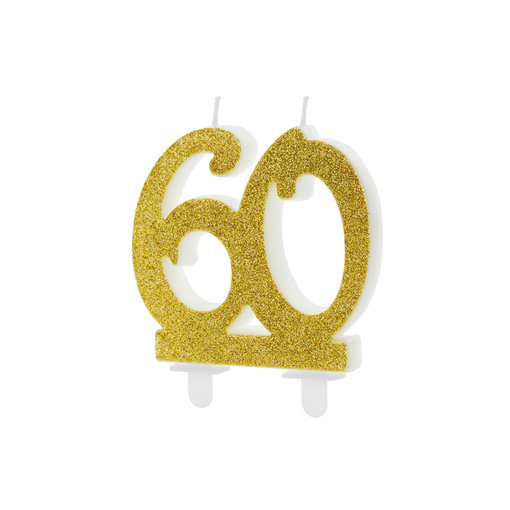 Taartkaars 60 Jaar Goud Glitter