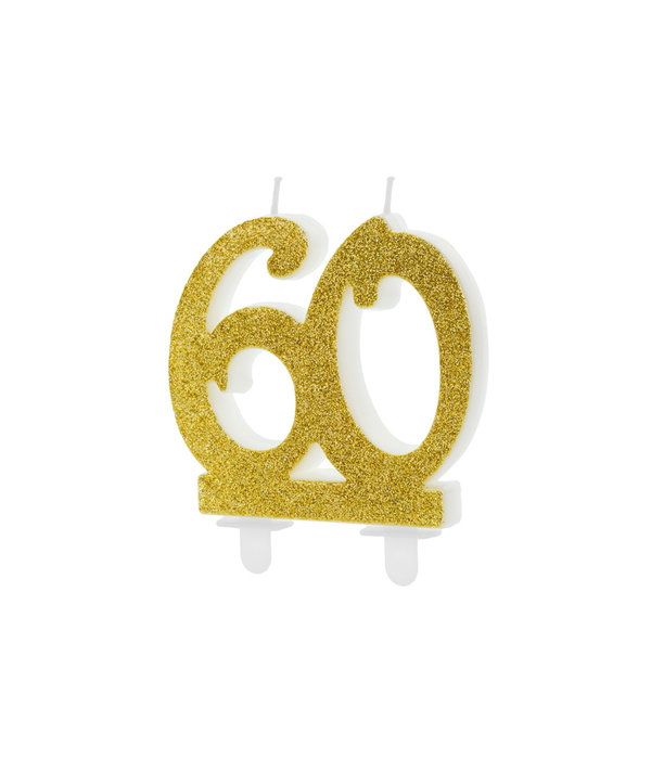 Taartkaars 60 Jaar Goud Glitter