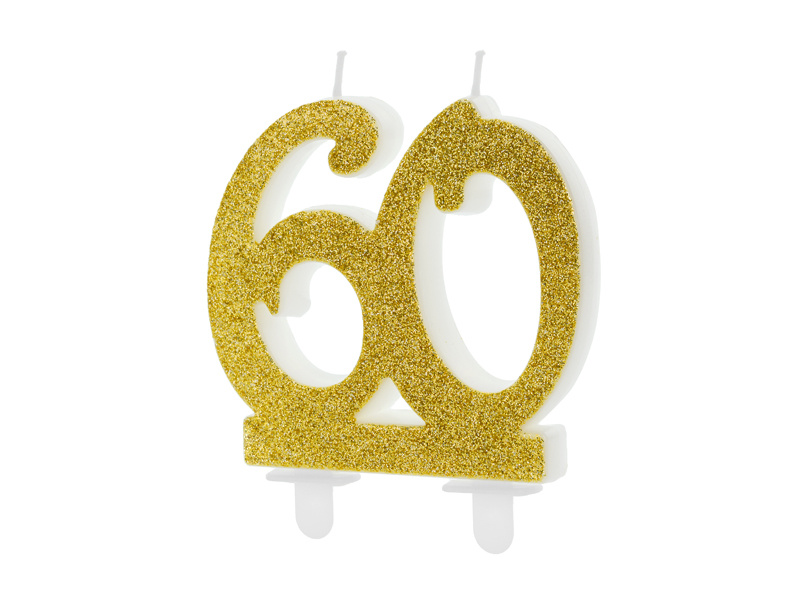 Taartkaars 60 Jaar Goud Glitter afbeelding