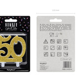Taartkaars 50 Jaar Goud Glitter
