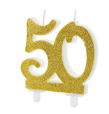 Taartkaars 50 Jaar Goud Glitter