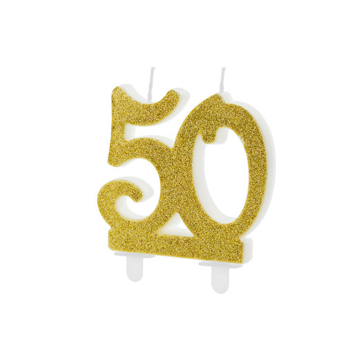Taartkaars 50 Jaar Goud Glitter