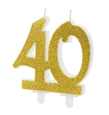 Taartkaars 40 Jaar Goud Glitter