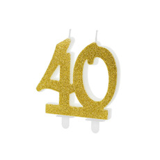 Taartkaars 40 Jaar Goud Glitter