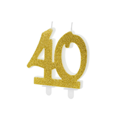 Taartkaars 40 Jaar Goud Glitter