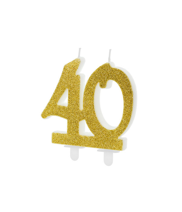 Taartkaars 40 Jaar Goud Glitter