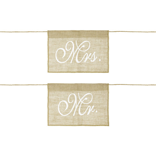 Stoelversiering Bruiloft Mr. en Mrs.