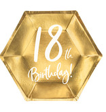 Bordjes 18th Birthday Goud - 6 Stuks