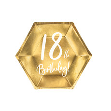 Bordjes 18th Birthday Goud - 6 Stuks