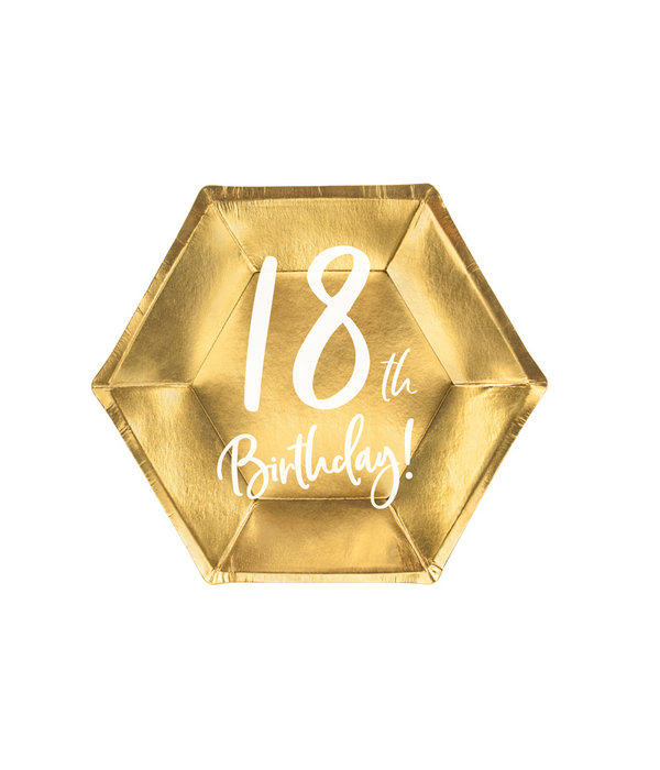 Bordjes 18th Birthday Goud - 6 Stuks