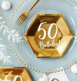 Bordjes 50th Birthday Goud - 6 Stuks