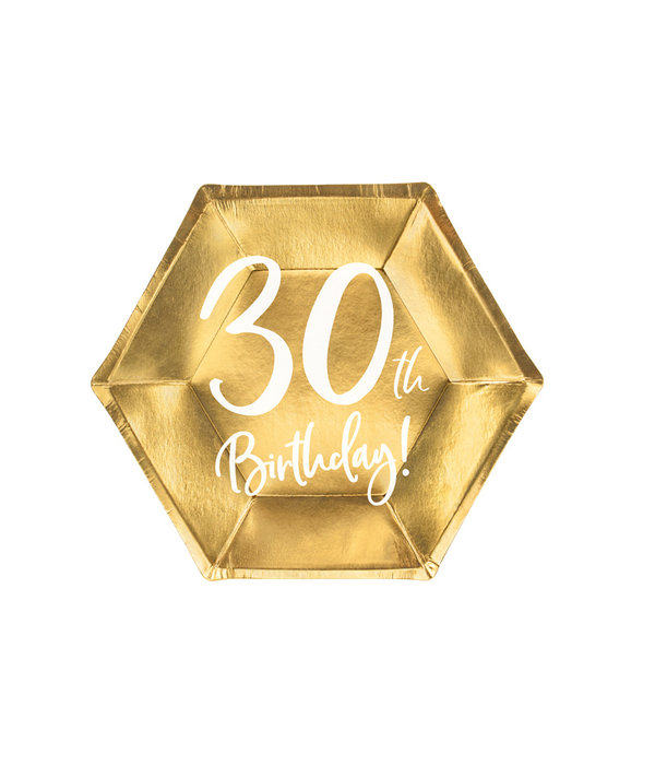 Bordjes 30th Birthday Goud - 6 stuks