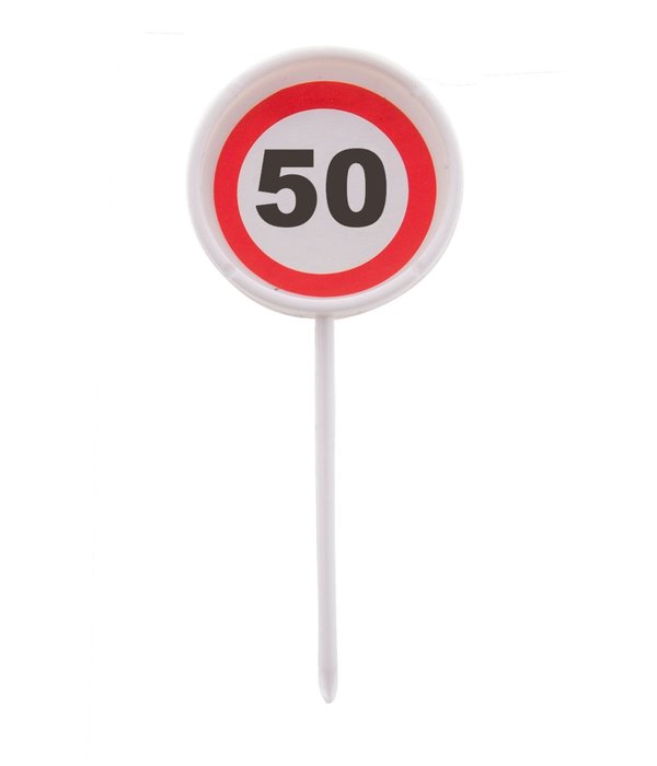 12 herbruikbare coctailprikkers verkeersbord 50 jaar