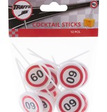 12 herbruikbare coctailprikkers verkeersbord 60 jaar