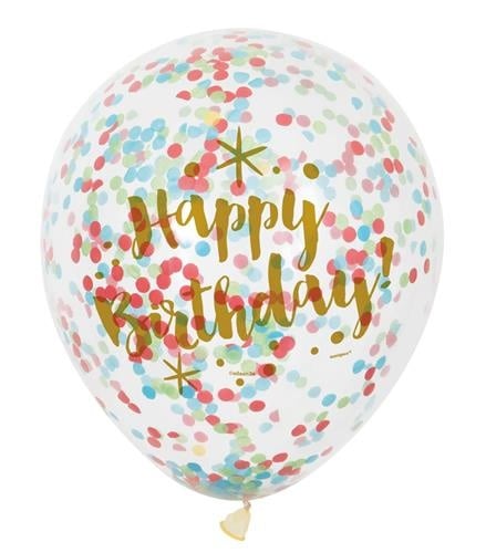Confetti Ballonnen Happy Birthday 6 Stuks
