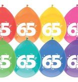 Ballonnen 65 Jaar kleurenmix - 8 Stuks