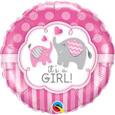 Folieballon It's A Girl Roze Olifant - 45 cm