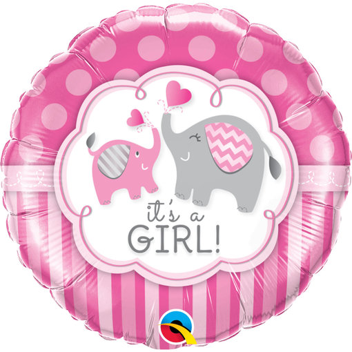 Folieballon It's A Girl Roze Olifant - 45 cm
