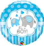 Folieballon It's A Boy Blauw Olifant - 45 cm