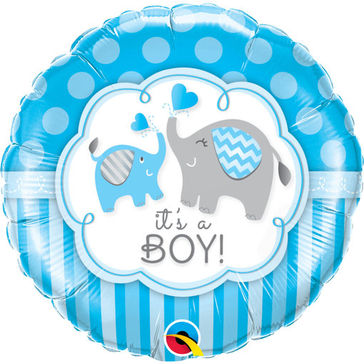 Folieballon It's A Boy Blauw Olifant - 45 cm