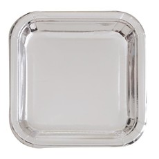 Feestbordjes Zilver Vierkant - 8 Stuks