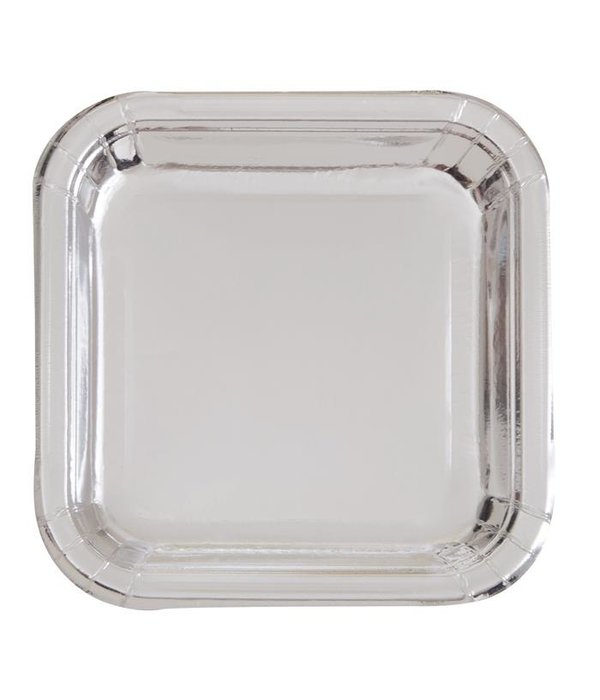 Feestbordjes Zilver Vierkant - 8 Stuks