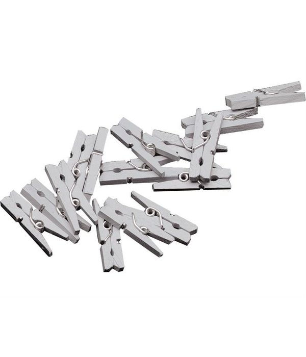 Miniknijpers Hout Zilver - 20 Stuks