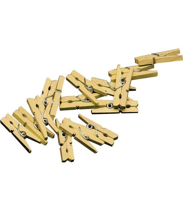 Miniknijpers Hout Goud - 20 Stuks