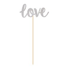 Prikkers 'Love' Zilver Glitter - 18 cm