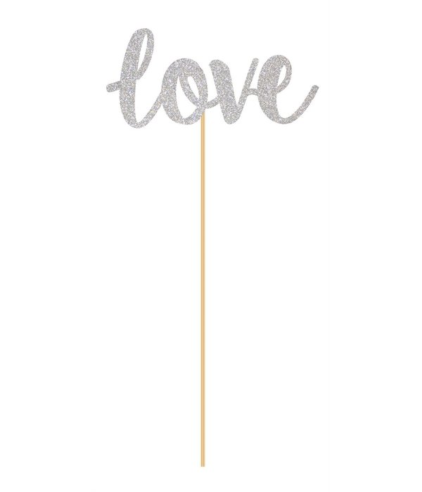 Prikkers 'Love' Zilver Glitter - 18 cm